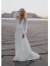 Deep V Neck Ivory Chiffon Slit Wedding Dress